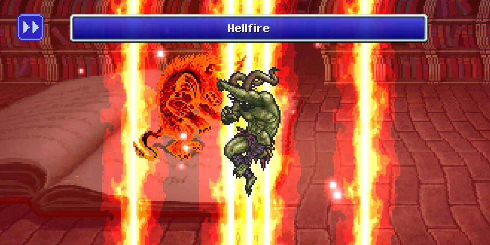 Ifrit using Hellfire in Final Fantasy V Pixel Remaster