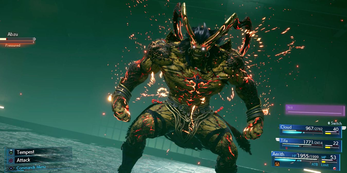Ifrit is summoned in Final Fantasy VII Remake