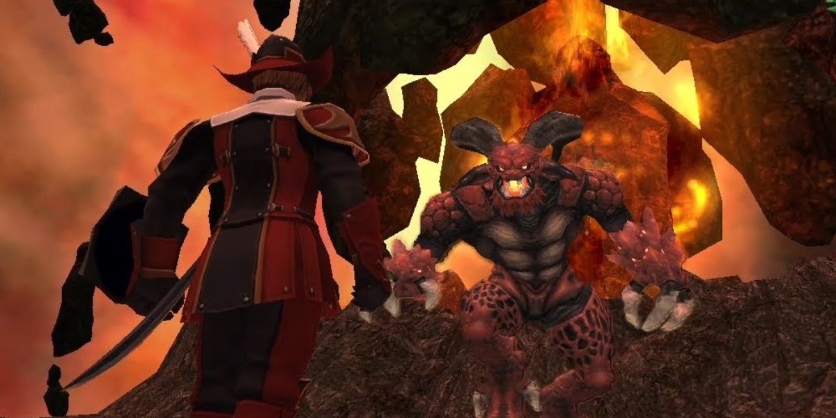 Ifrit Prime speaks to a player in Final Fantasy XI