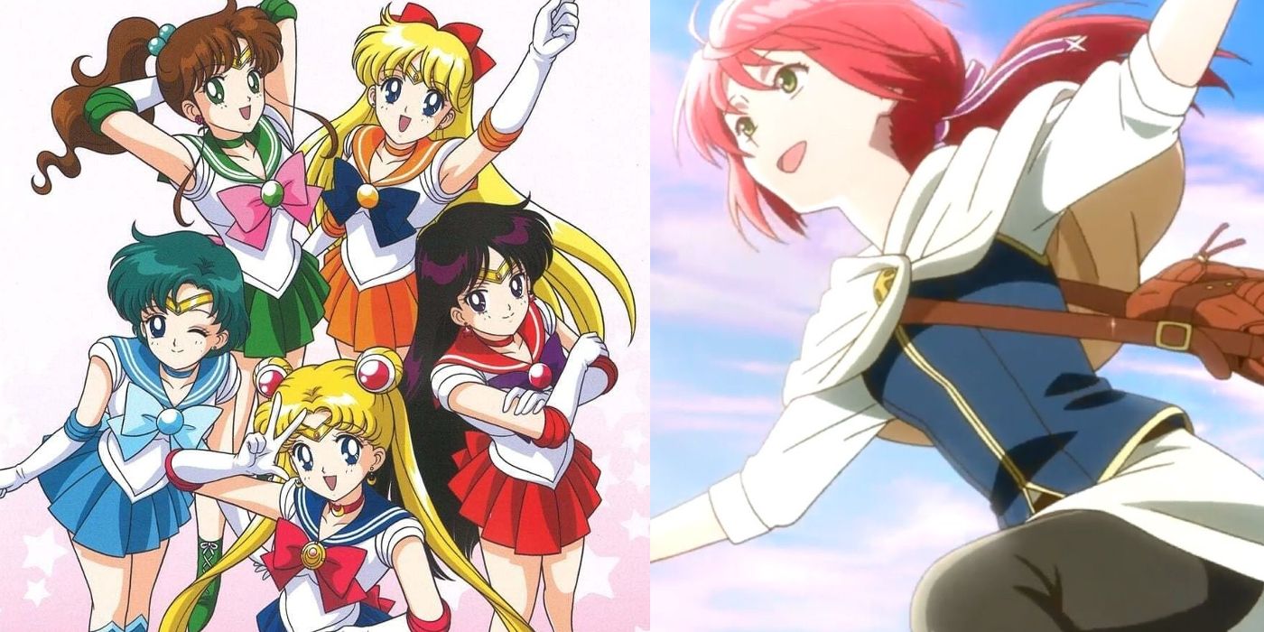 Usagi is surrounded by her Sailor Guardians and Shirayuki soars in the air in Snow White With Red Hair