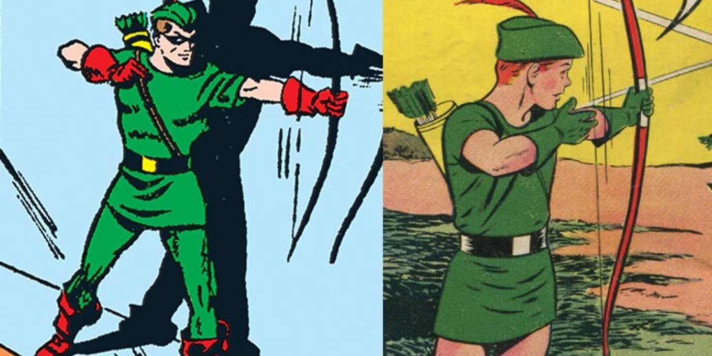 Green Arrow aims trick arrows in golden age comics