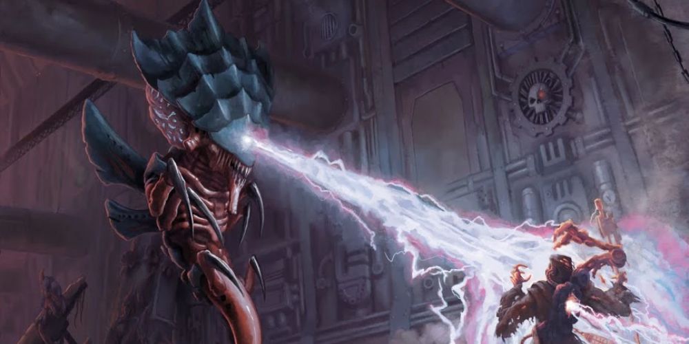 Warhammer 40K Tyranid Zoanthrope destruindo um inimigo psíquico