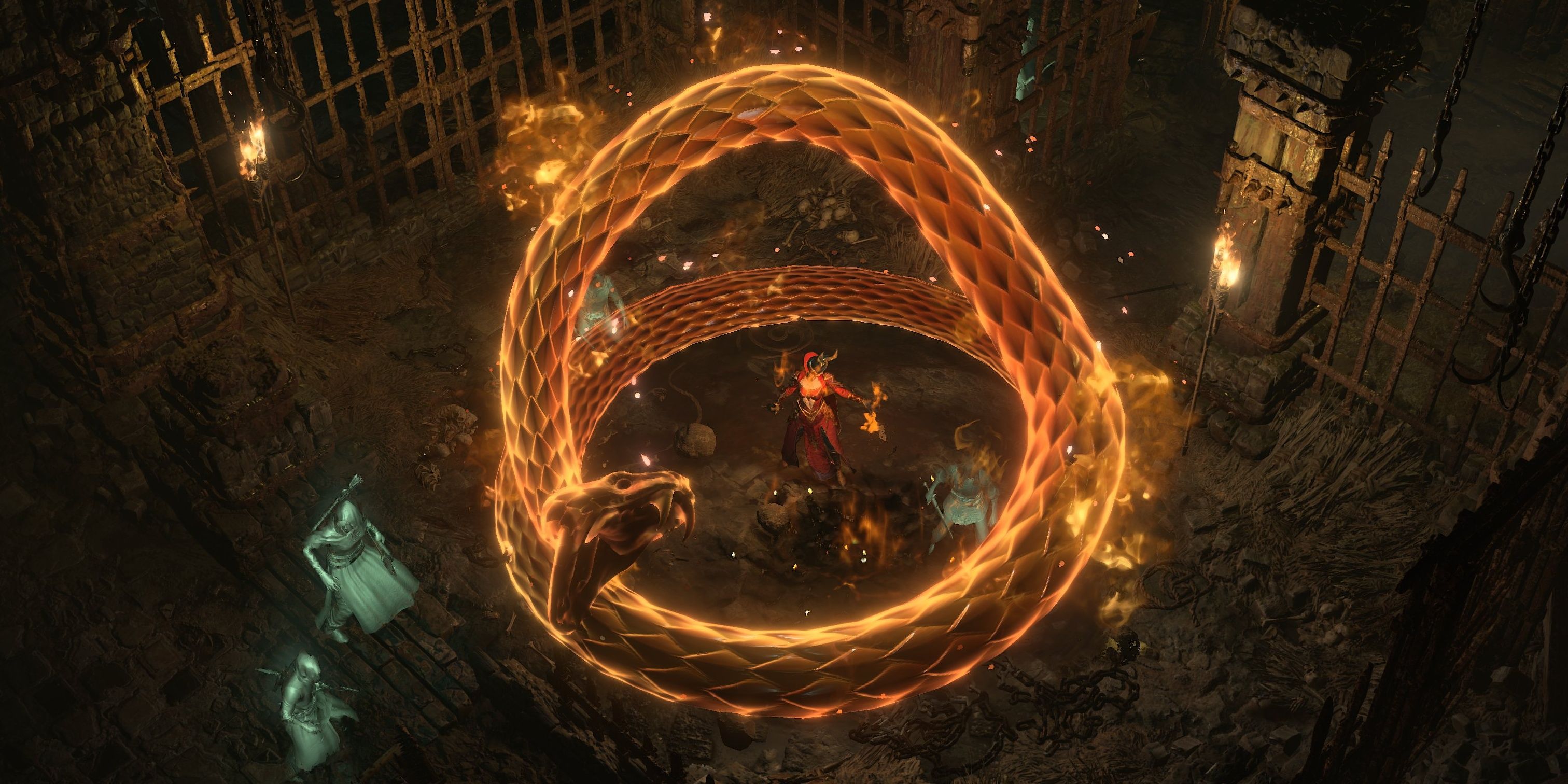 Um Sorcerer usando Inferno em Diablo IV