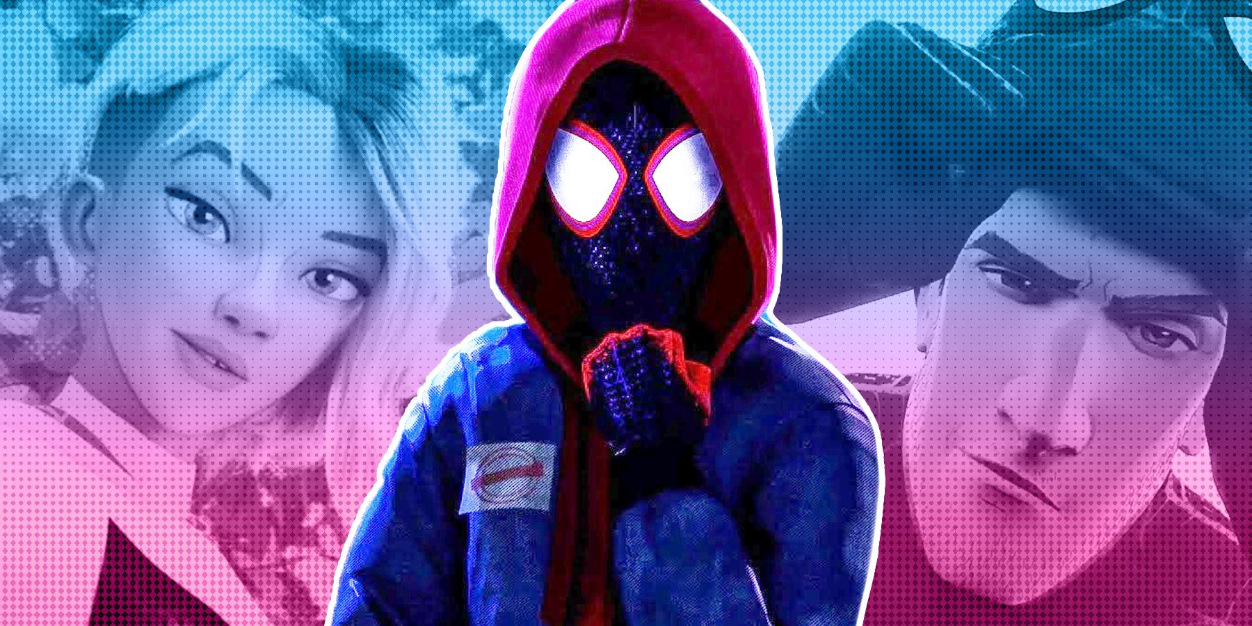Spider-Gwen, Miles Morales as Spider-Man and Peter Parker's Spider-Man as seen in Spider-Man: Into the Spider-Verse