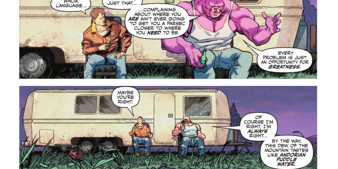 Kilowog dá conselhos a Hal Jordan nos quadrinhos do Lanterna Verde