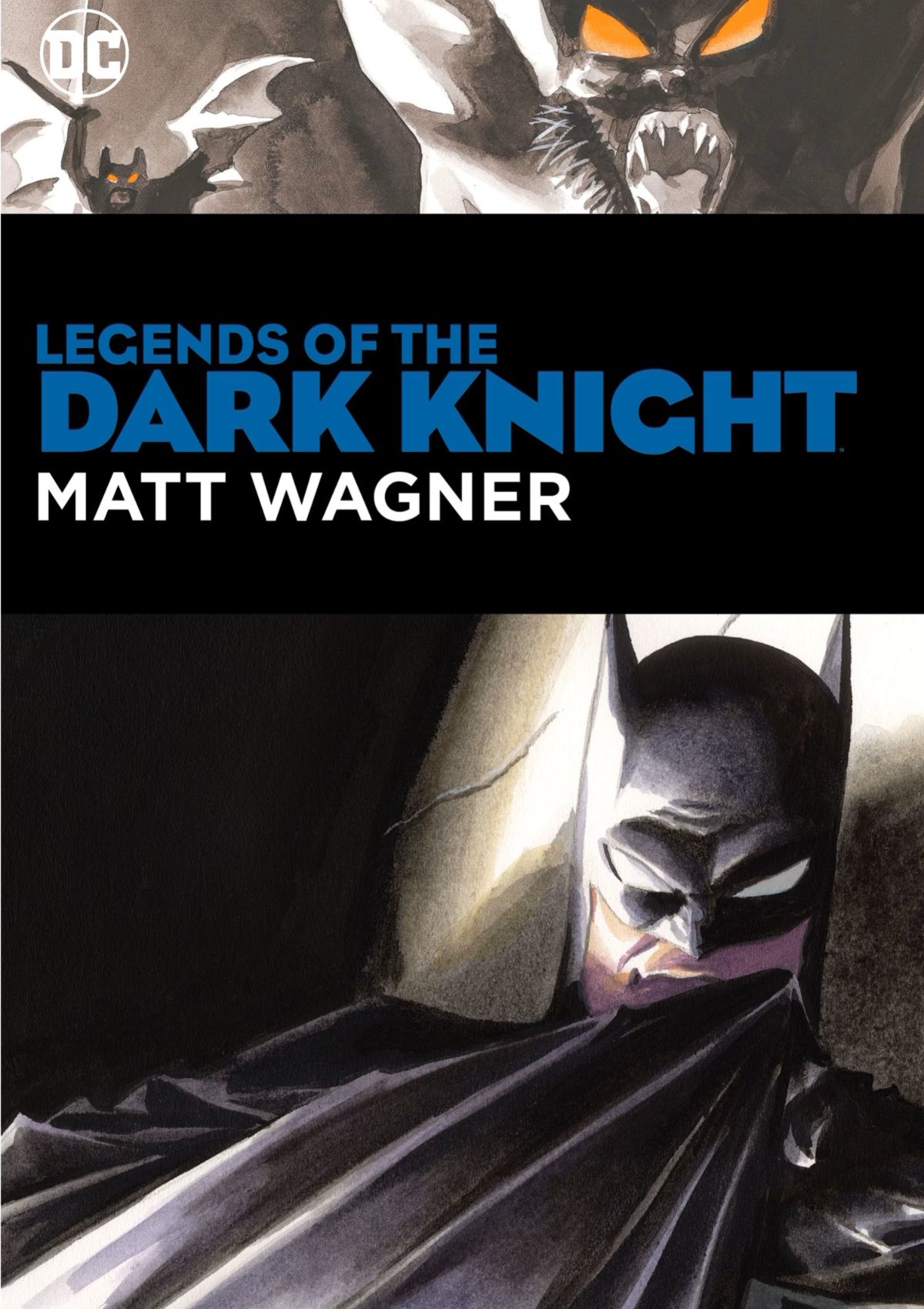 Batman holding his cape in cover art for Legends of the Dark Knight: Matt Wagner.