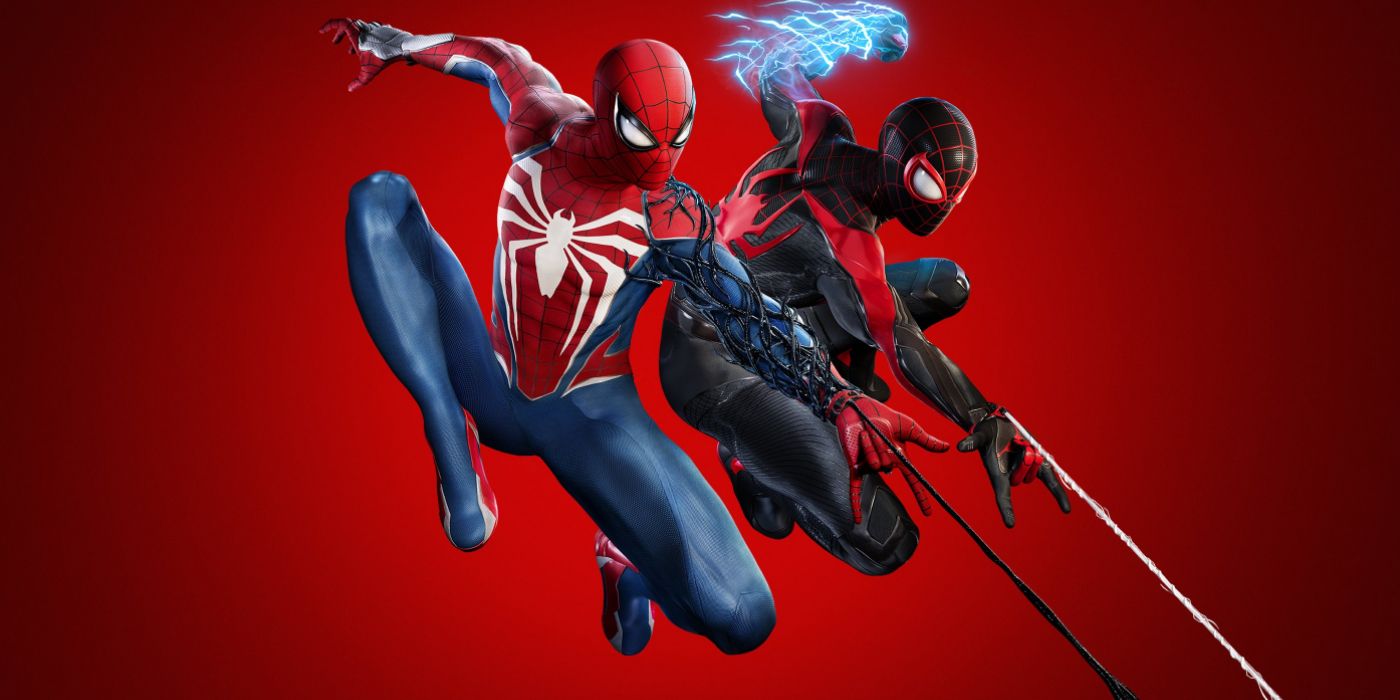 Marvel's Spider-Man 2 box art with Peter Parker and Miles Morales.