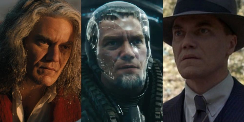 Split image showing Michael Shannon in Bullet Train, The Flash, and Boardwalk Empire