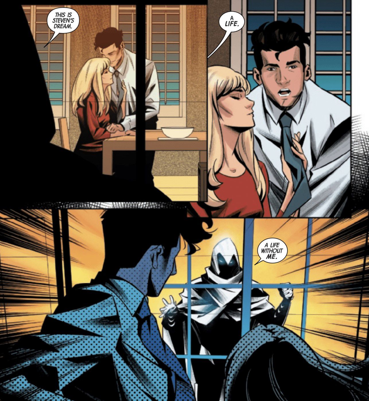 Marc Spector percebe que Steven Grant, sua outra identidade, sonha em se livrar dele em Moon Knight # 24 (2023).