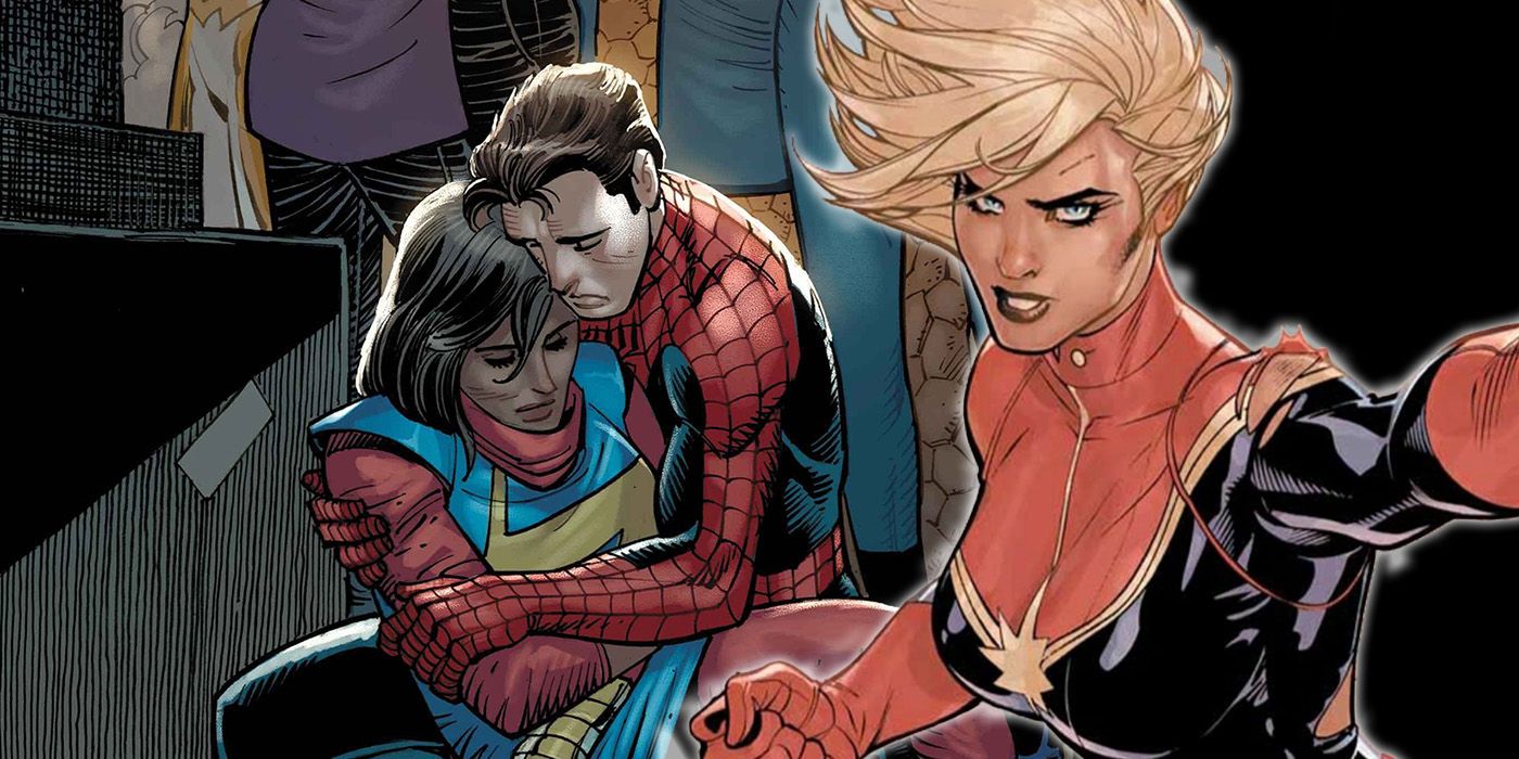 Spider-Man mourns Ms. Marvel's death and Captain Marvel flies in comics