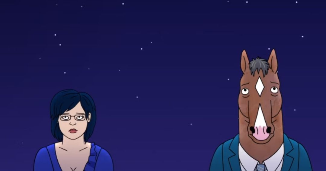 Diane Nguyen e Bojack Horseman em conversa contra um céu estrelado