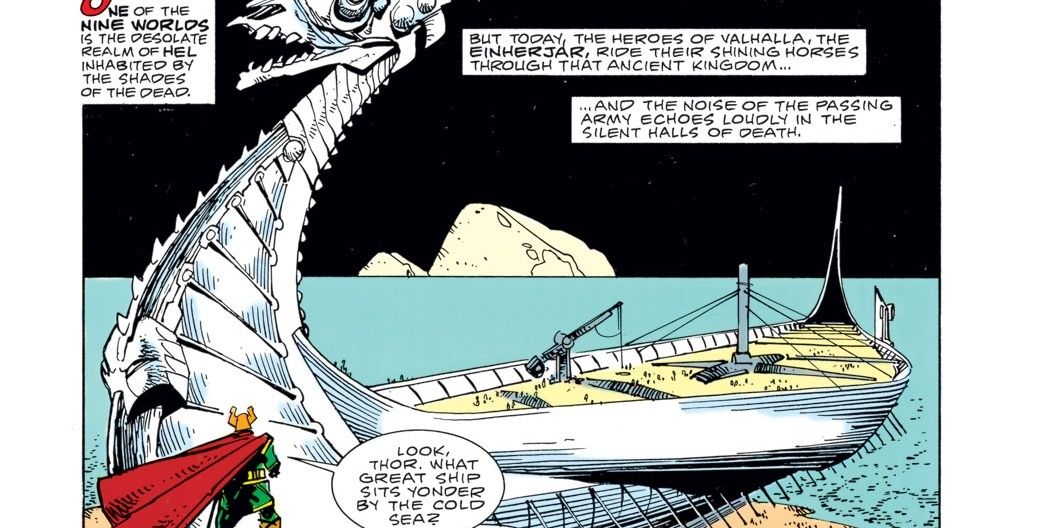 A primeira aparição de Naglfar na Marvel Comics em Thor # 362