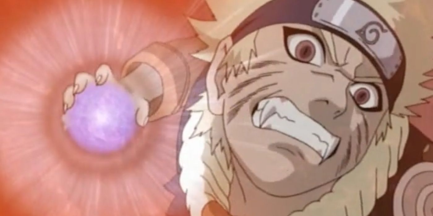 naruto is attacking with a rasengan in episode 134