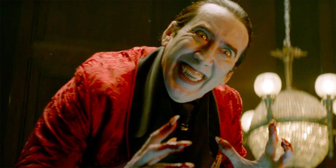 Nicolas Cage shows off his teeth as Dracula in Renfield