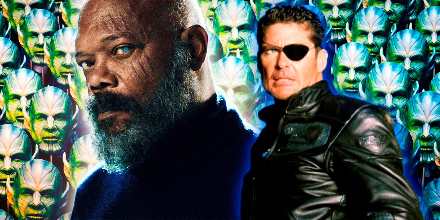 Samuel L. Jackson's Nick Fury juxtaposed with David Hasselhoff