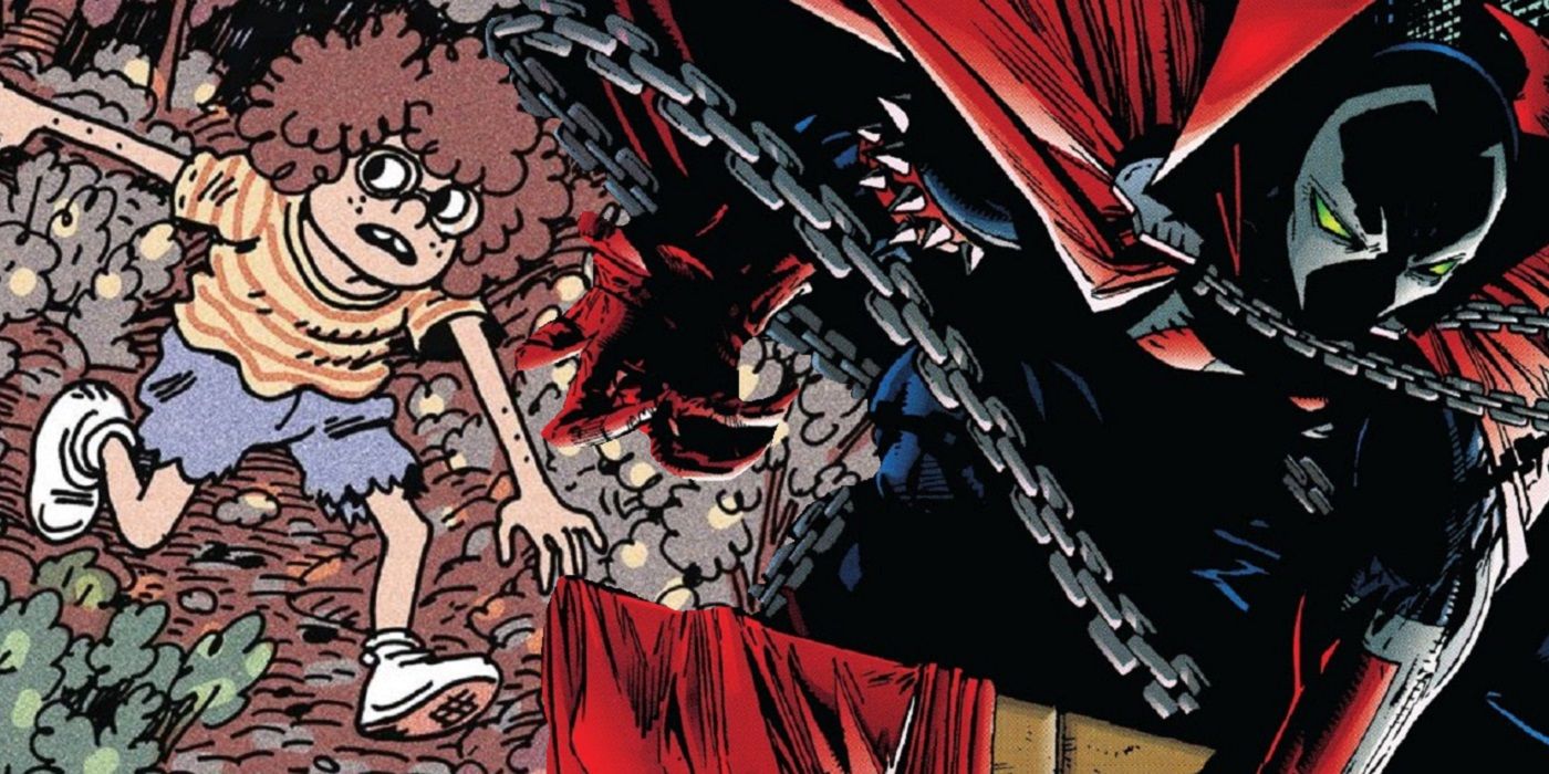 Noah Van Sciver hiding a damaged issue of Spawn #5