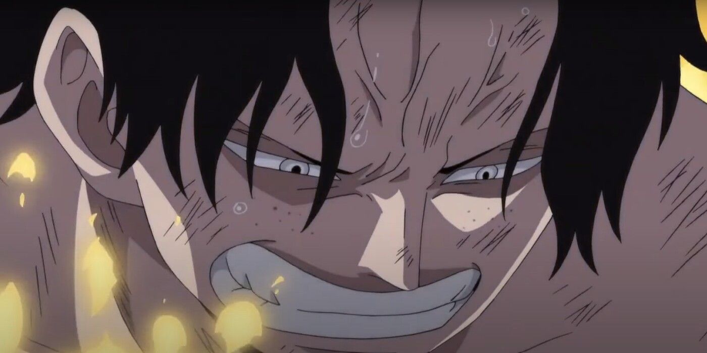 One Piece's Portgas D. Ace endures the flames of an enemy attack