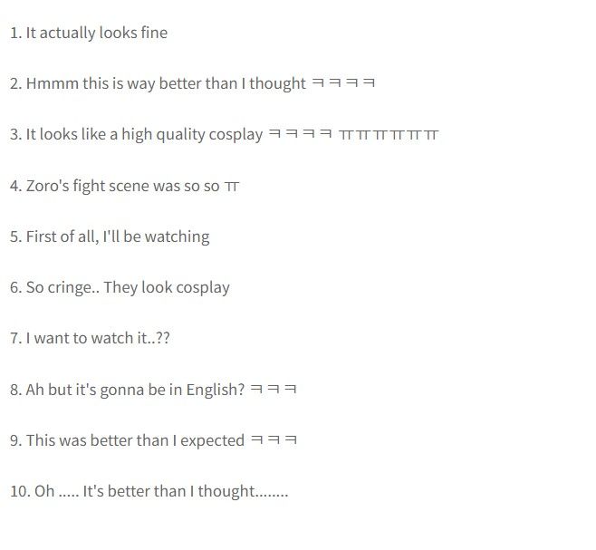 Reações dos espectadores coreanos ao primeiro trailer de One Piece