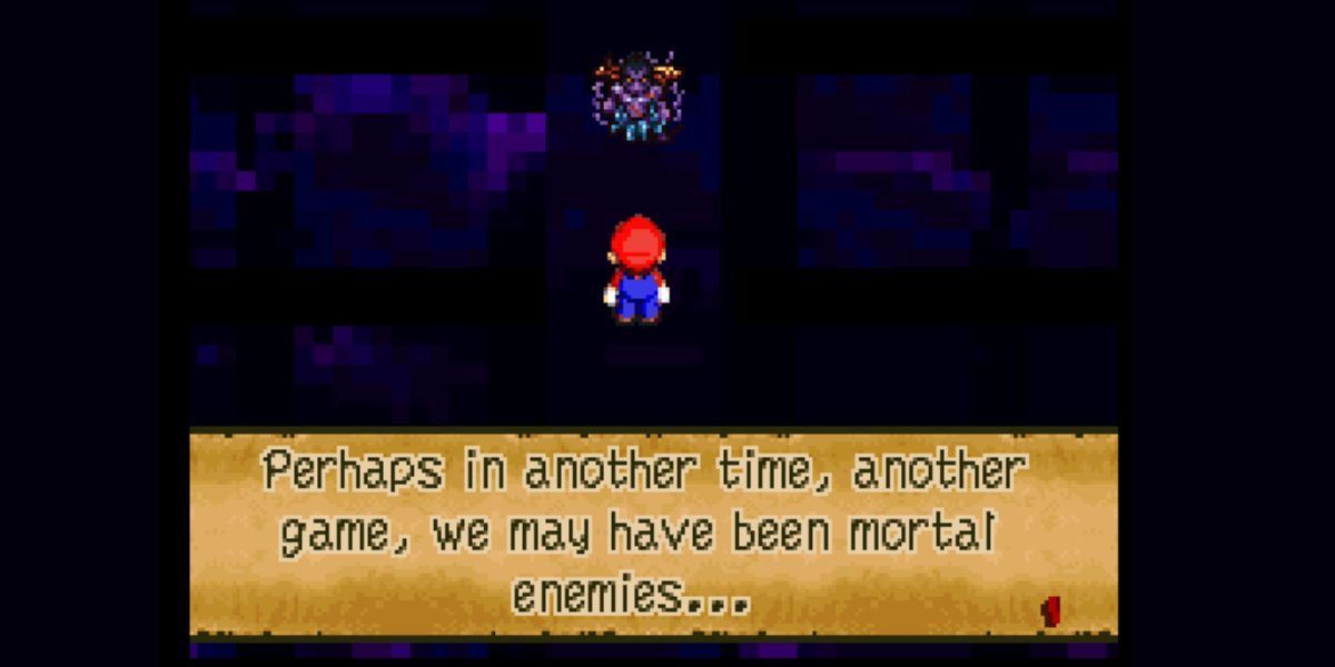 Um Culex derrotado fala com Mario sobre como eles poderiam ser inimigos em outro jogo
