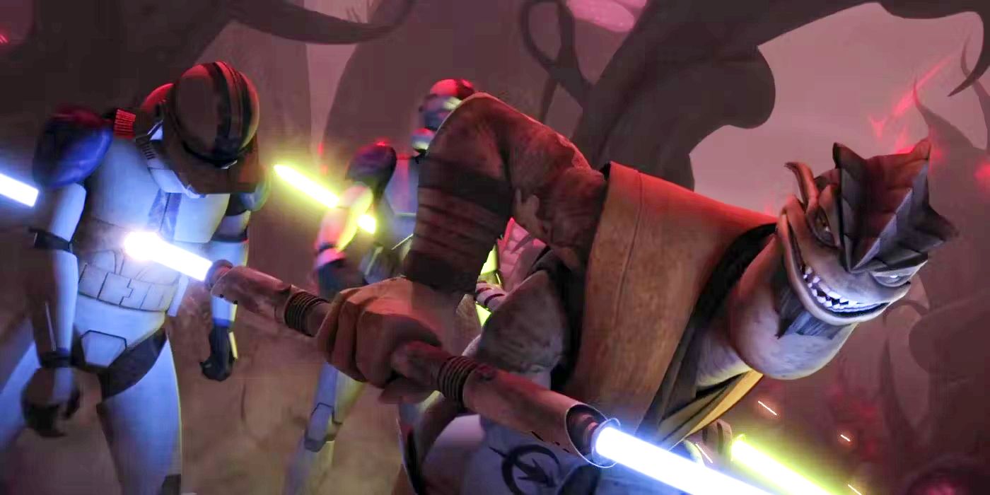 Pong Krell stabbing a Clone in Star Wars The Clone Wars