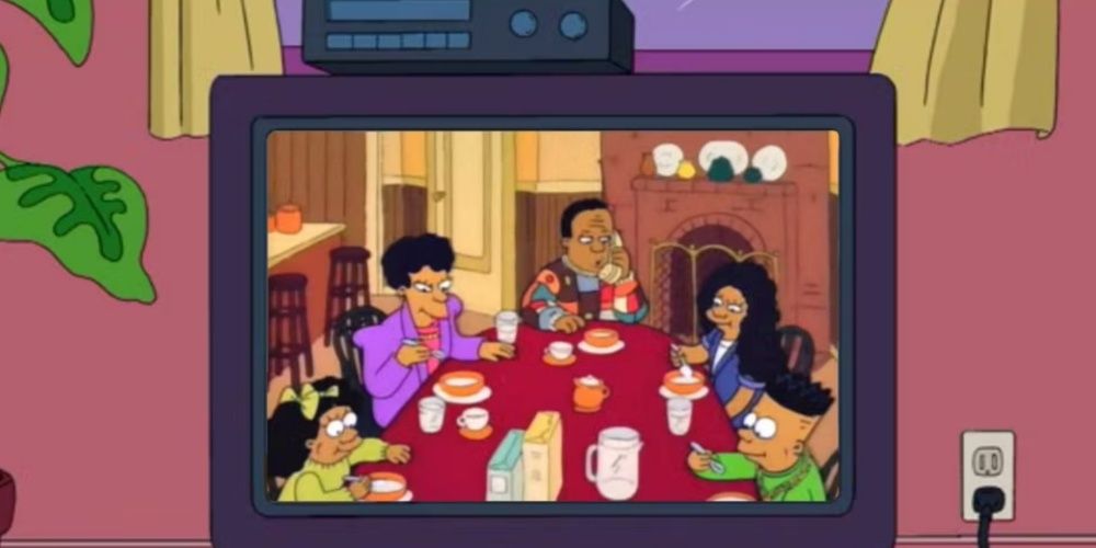 A scene from the fake reality series, "The Real Housewives Of Shelbyville" in The Simpsons