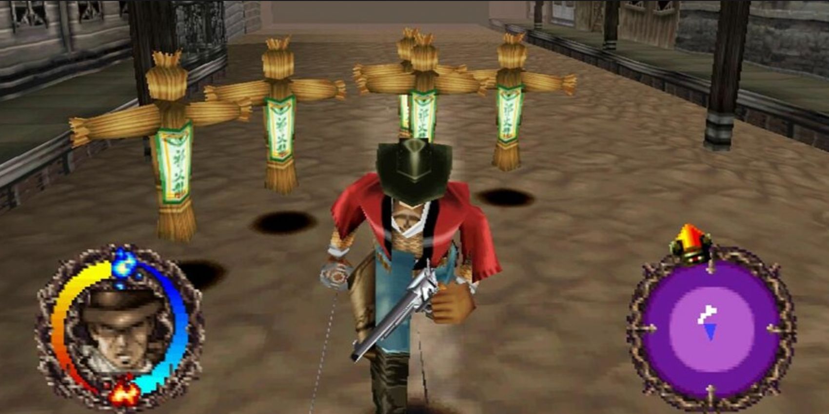 Johnny ataca no PlayStation's Rising Zan: The Samurai Gunman