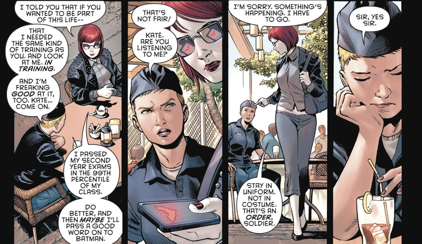 Kate Kane afastando Bette Kane do heroísmo em Detective Comics #967