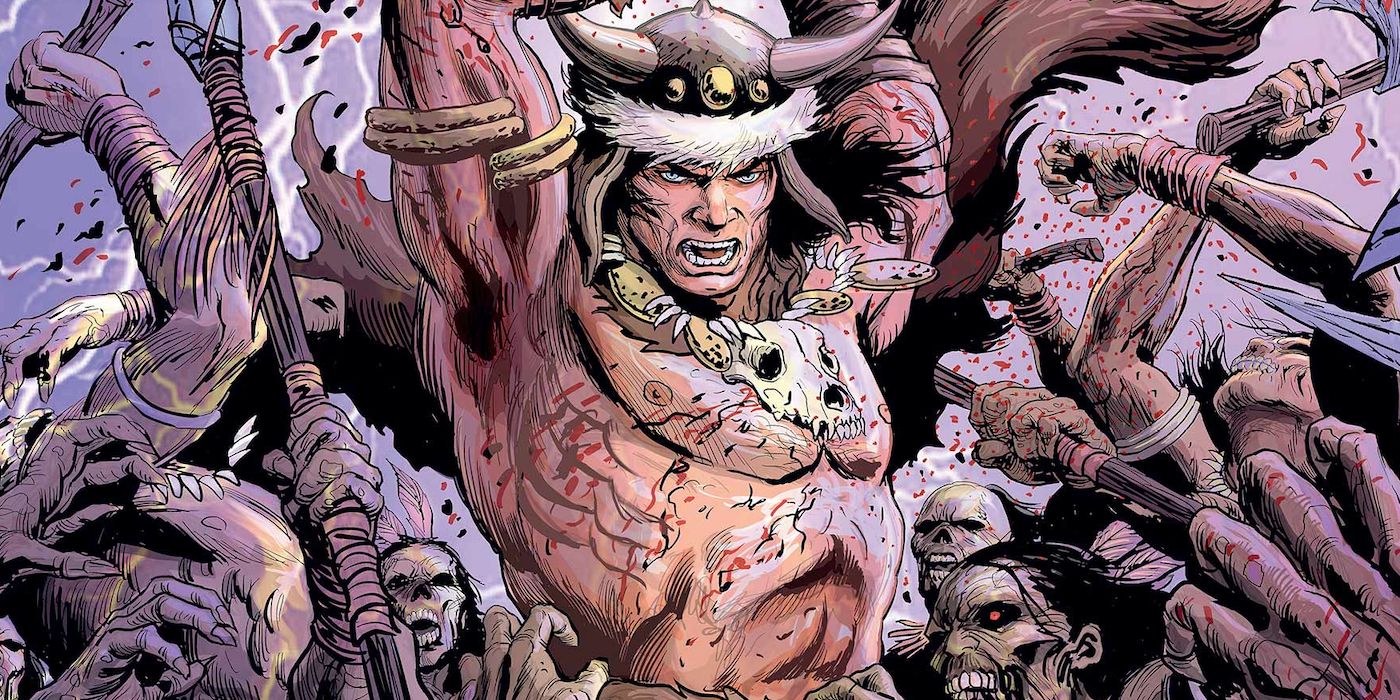 Conan the Barbarian fights an undead horde in new artwork for his upcoming Titan Comics and Heroic Signatures series.