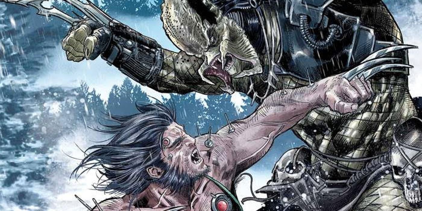 Wolverine fights the Predator in cover art for Marvel's new crossover series.