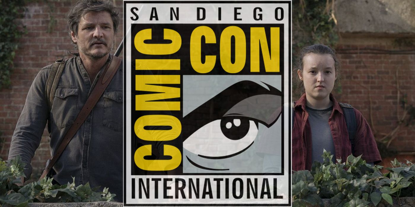 A still from The Last of Us with the San Diego Comic-Con logo overtop in the middle.