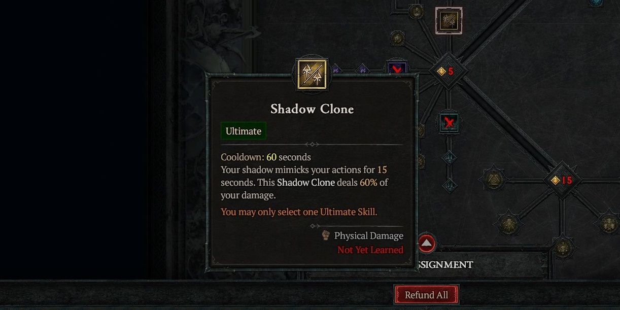 Clone das Sombras na Árvore de Habilidades Rogue em Diablo IV