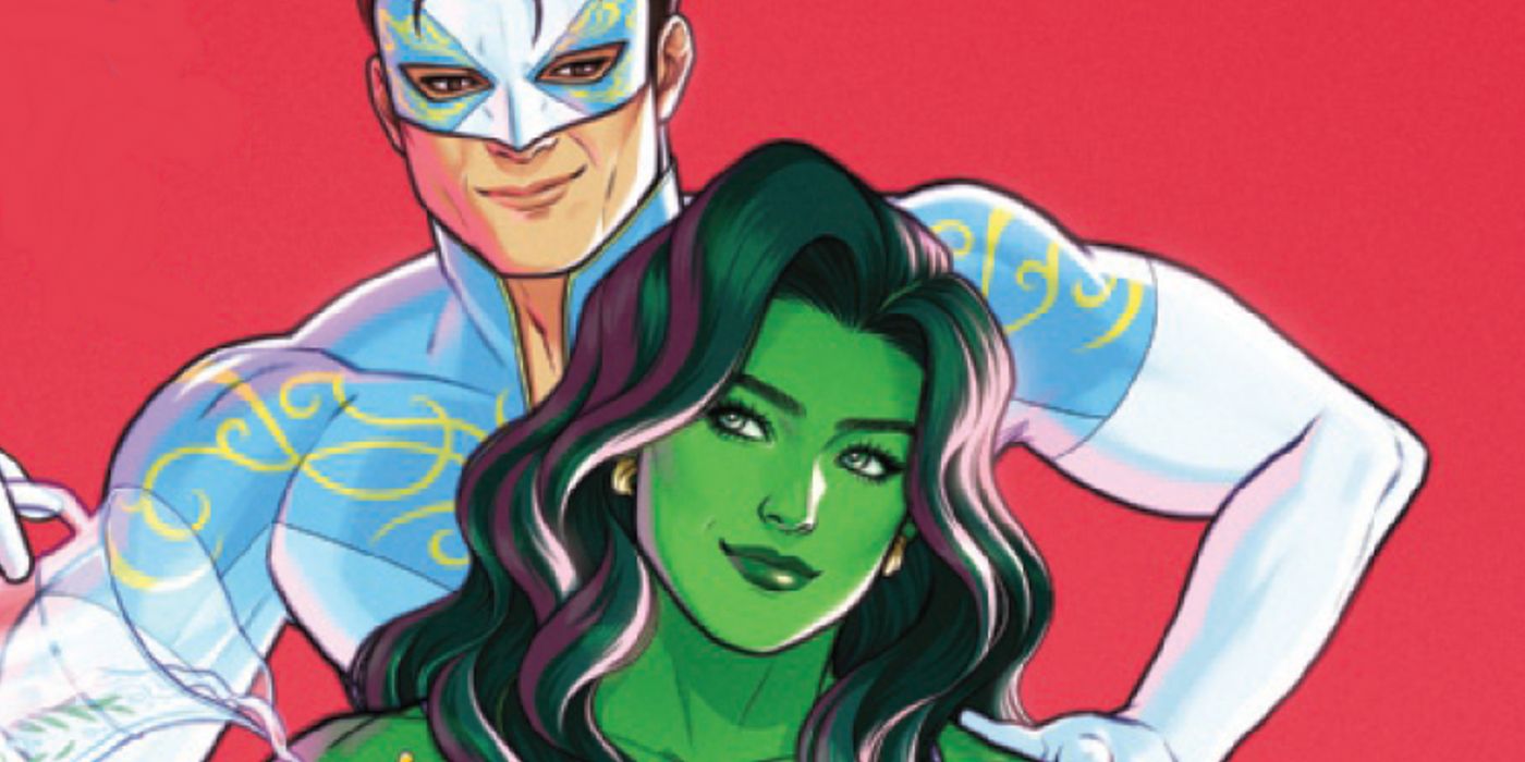 She-Hulk and Scoundrel posing together on the cover of Marvel Comics' She-Hulk #14