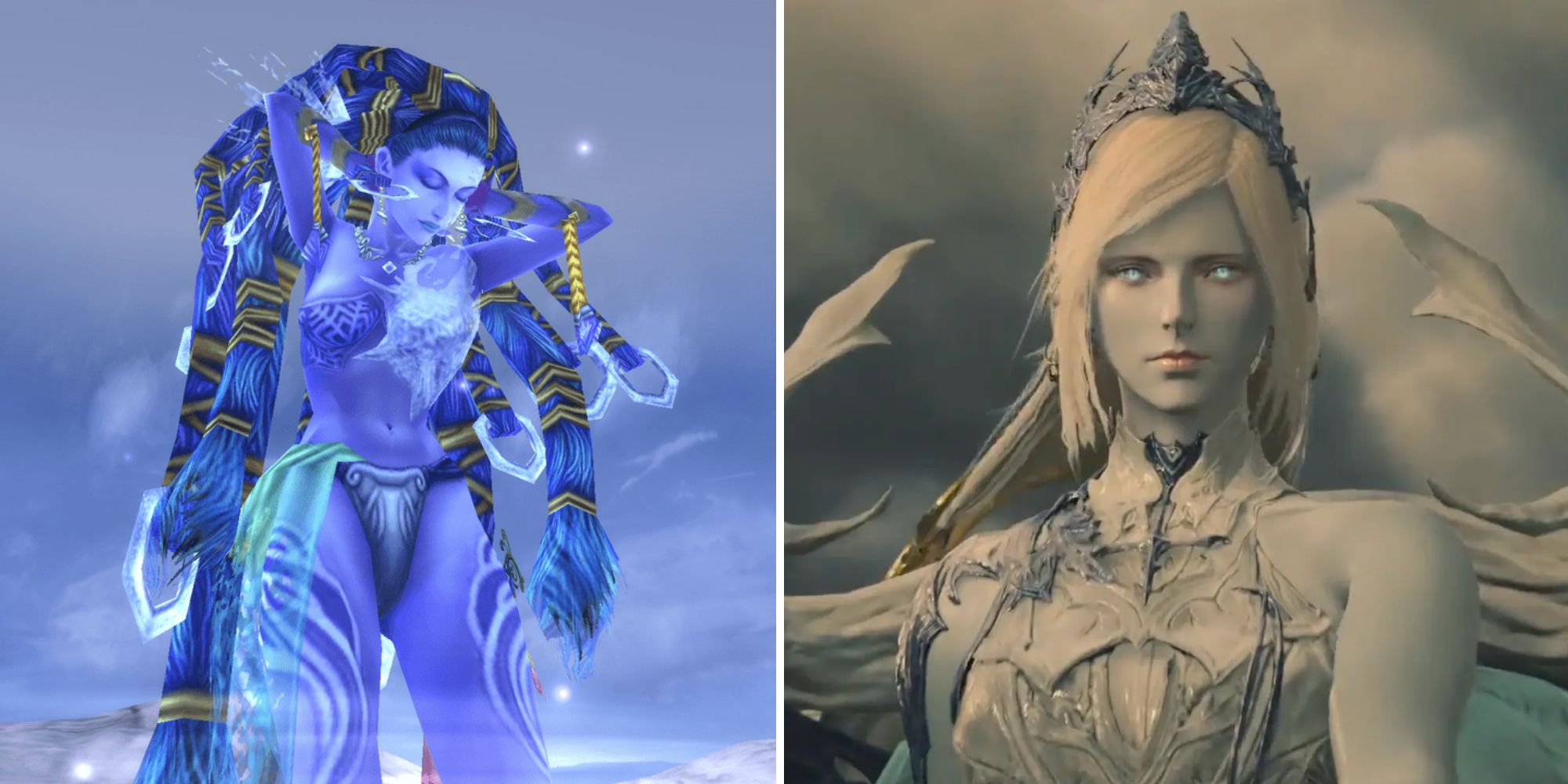 Shiva as she appears in Final Fantasy X and Final Fantasy XVI