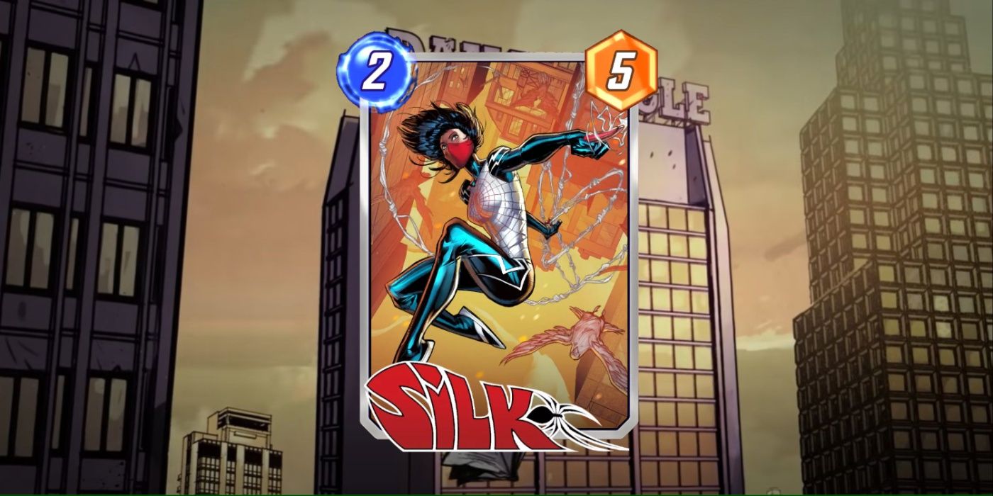 Silk's Marvel Snap card contra a arte promocional do Daily Bugle