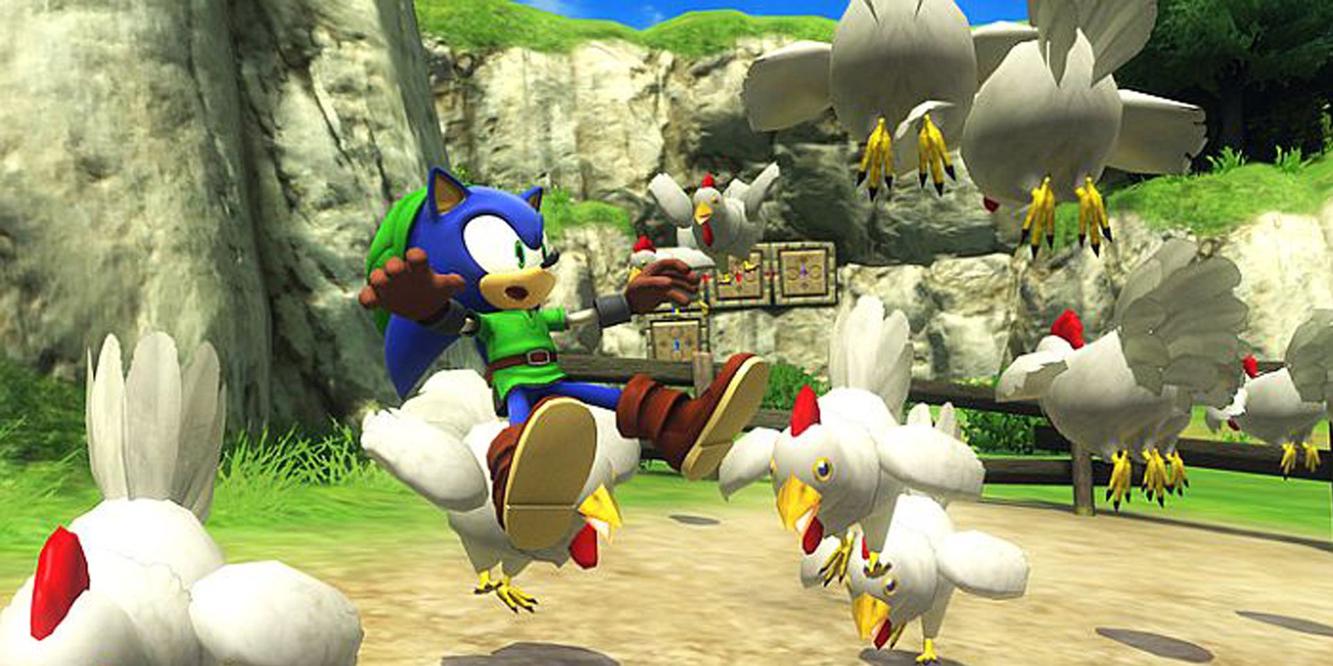 Sonic ganha a ira dos Cuccos de Zelda em Sonic: Lost World