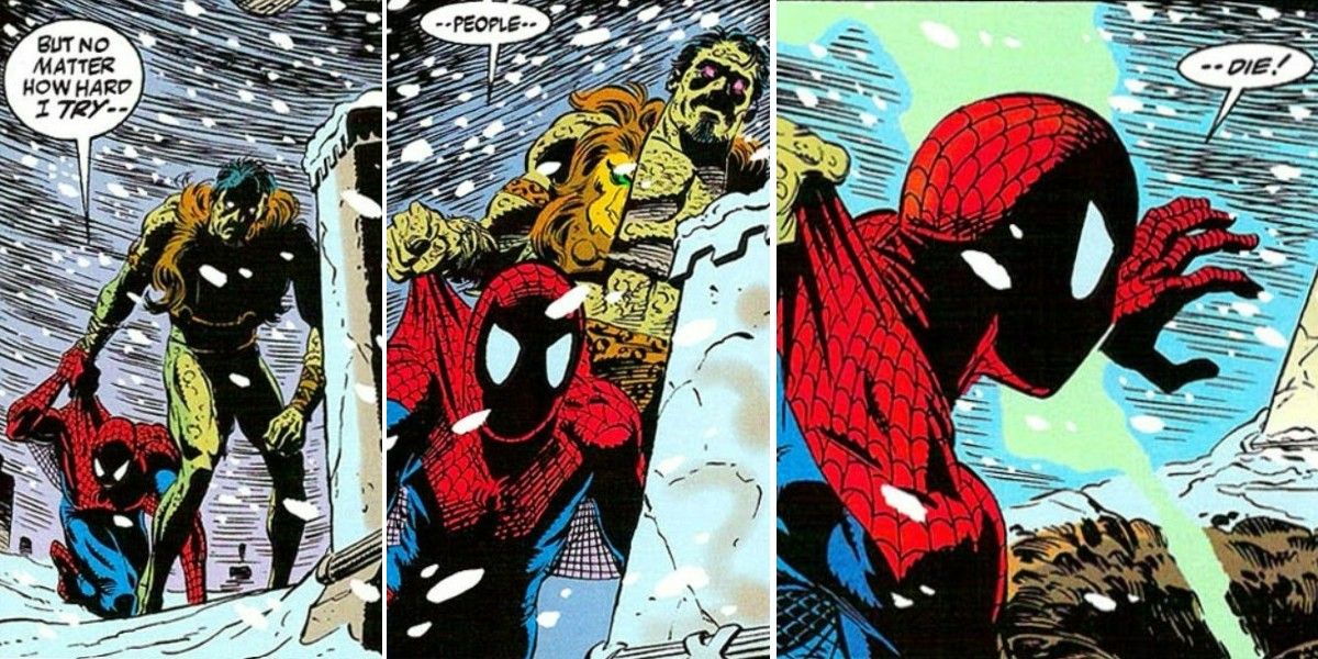 Kraven drags Spider-Man through snow in Soul of the Hunter #1 by Marvel Comics