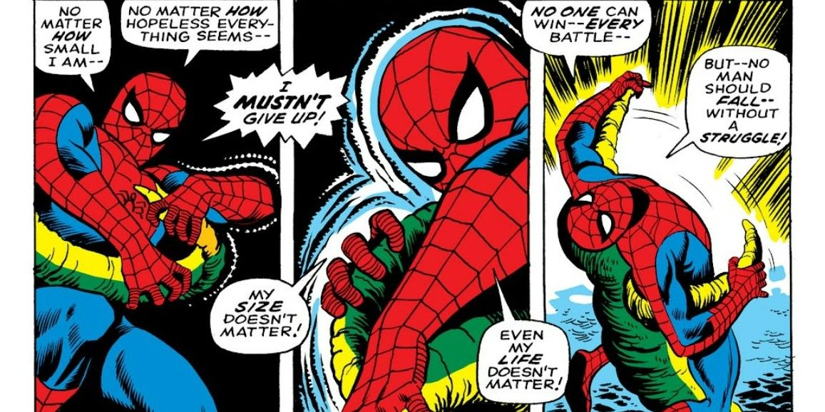 Spider-Man fighting Mysterio's contraptions in Marvel Comics