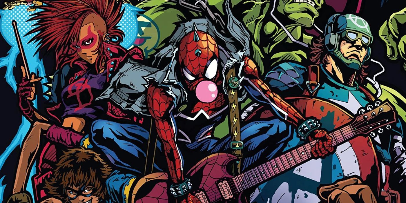 Spider-Punk rocking out with the Spider-Band.