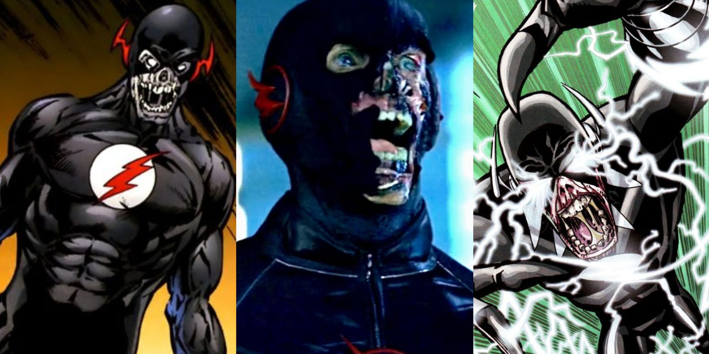 Split image of Black Flash in DC Comics and The Flash TV show
