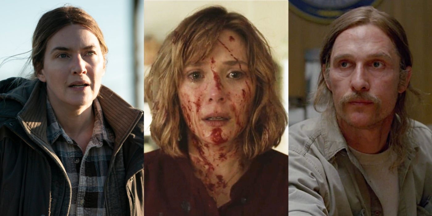 Split Image of Mare of Easttown, Love and Death, and True Detective