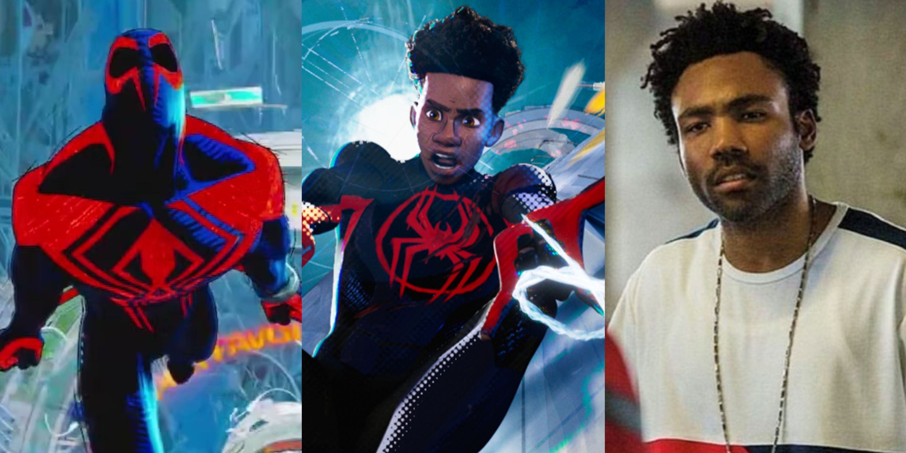 Split image of Spider-Man 2099, Miles Morales and Prowler Across the Spider-Verse