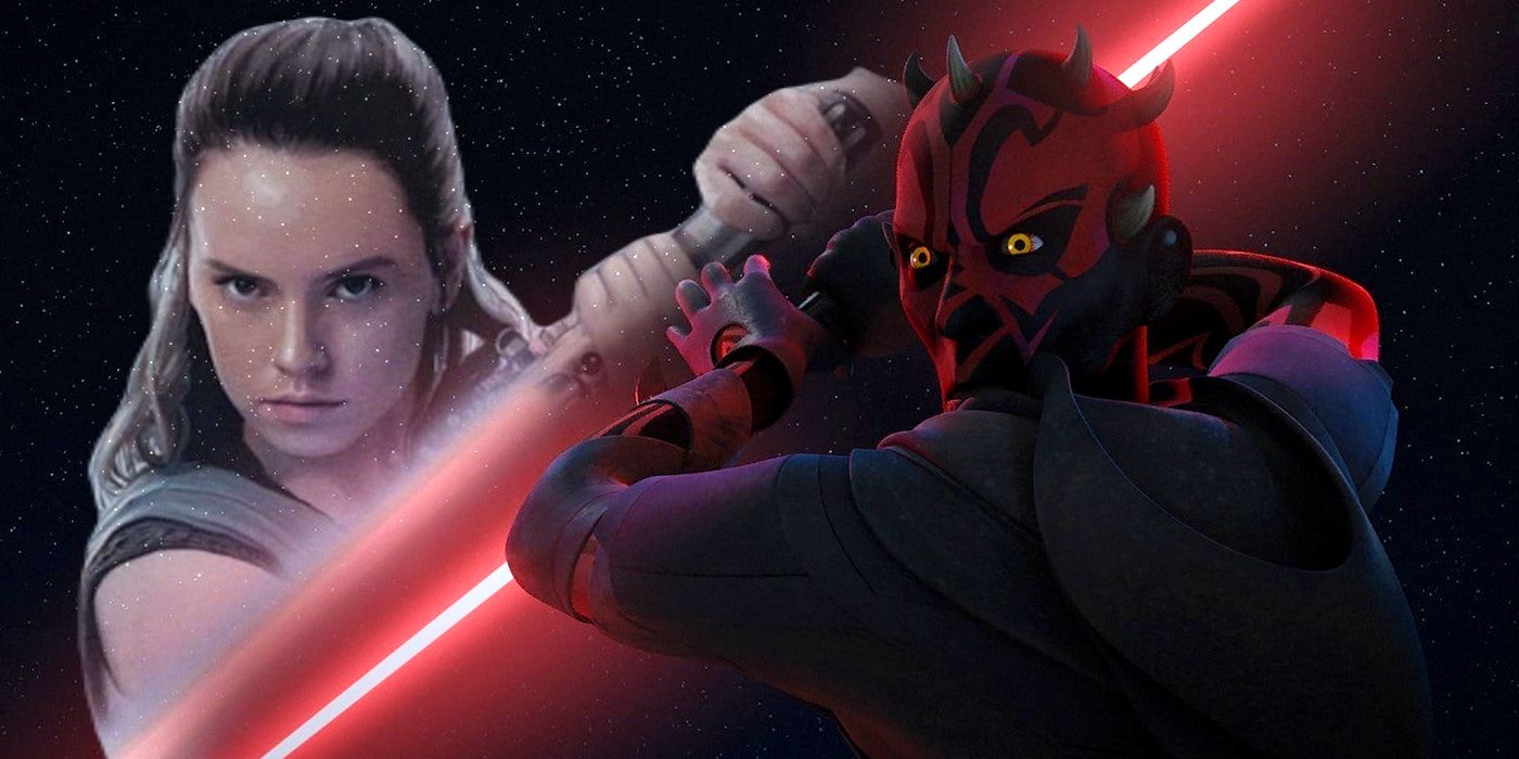 Maul in Star Wars Rebels, alongside an image of Daisy Ridley's Rey from the sequel trilogy.