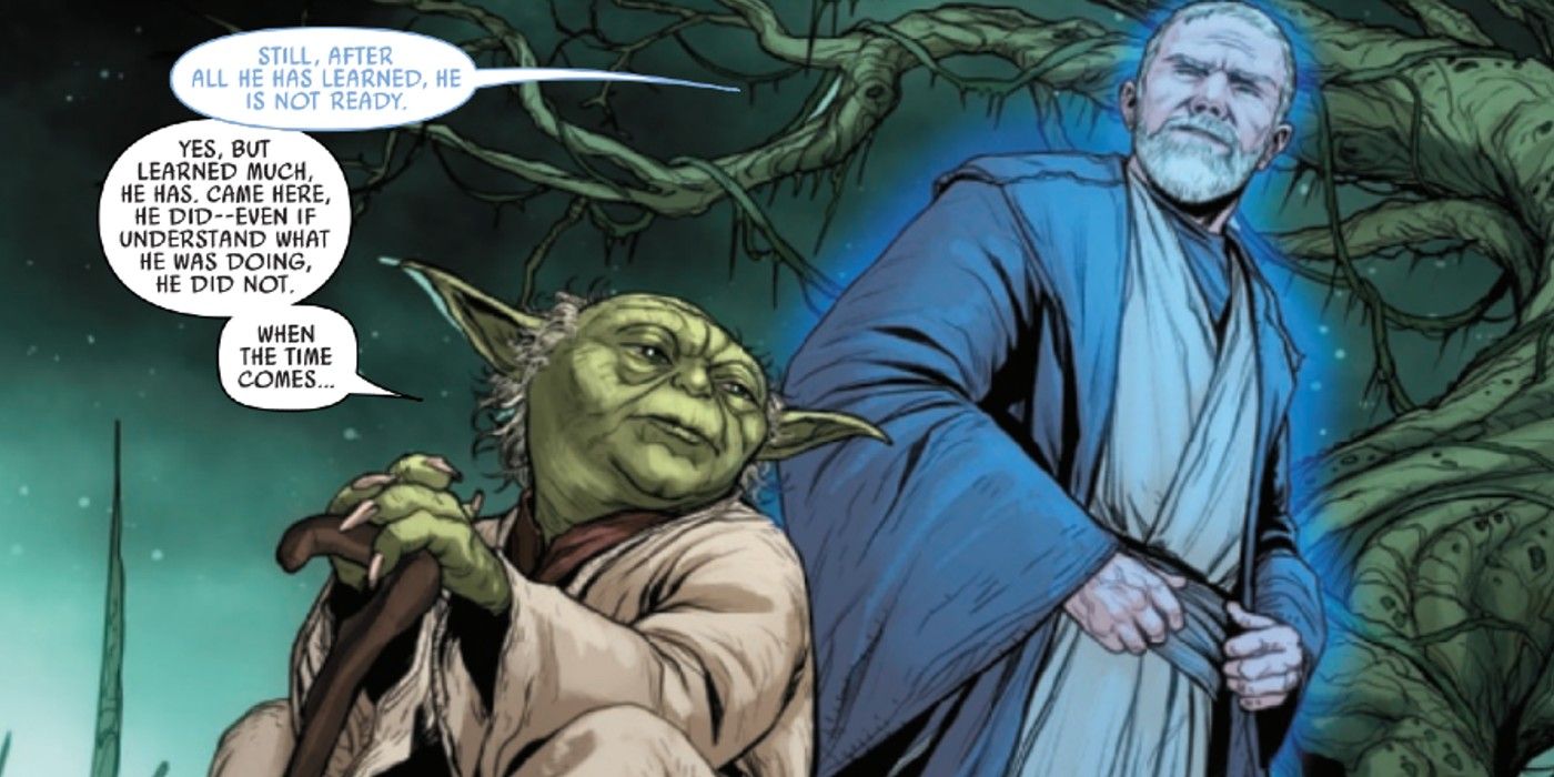 Yoda de Star Wars e o fantasma da Força Obi-Wan falam sobre Luke