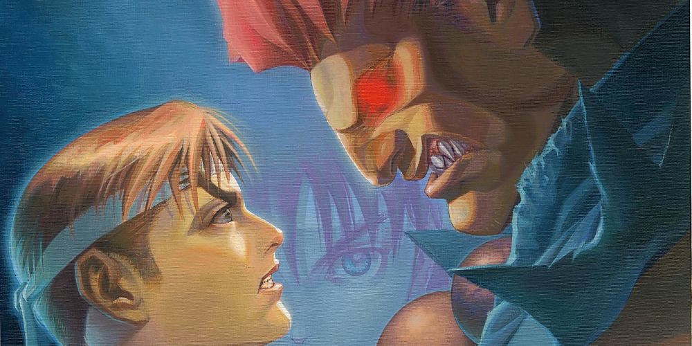 Ryu e Akuma se encarando em Street Fighter Alpha