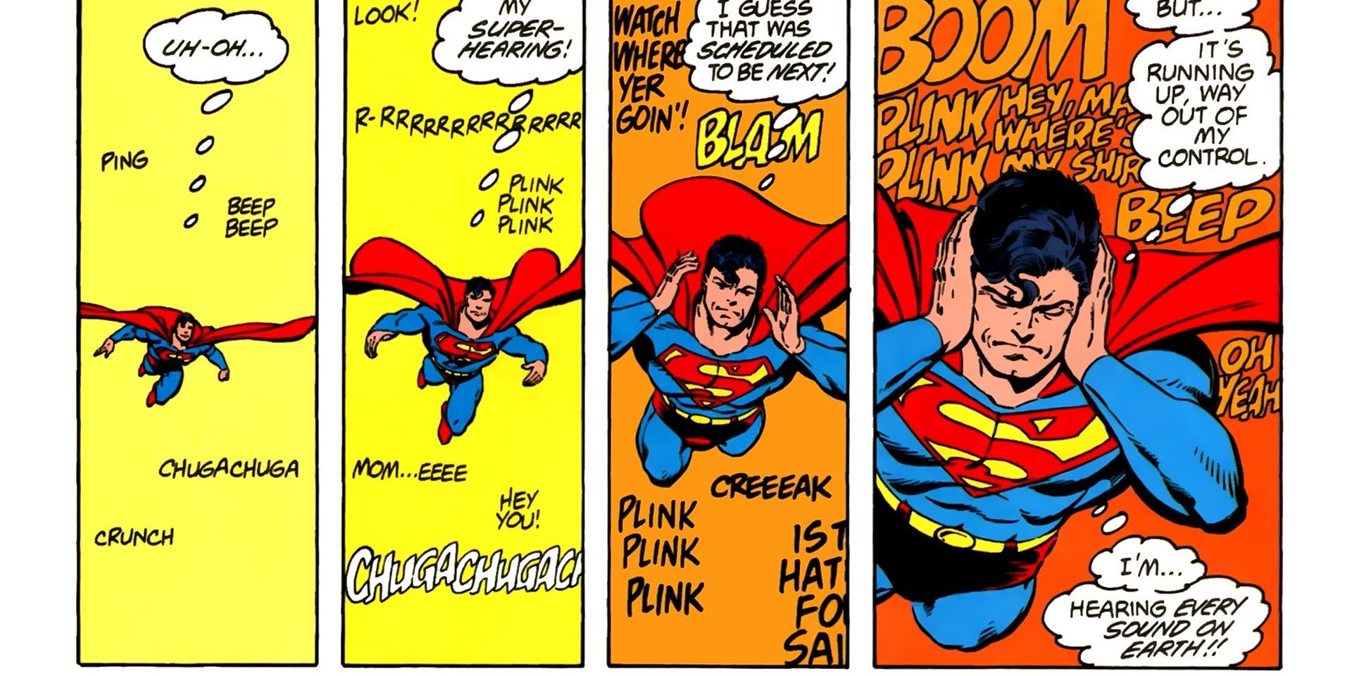 Superman experimentando super audição em Superman # 10