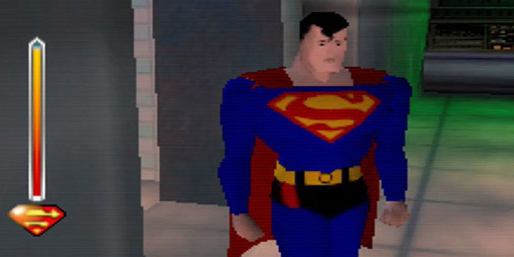 Superman entra em um prédio em Superman 64