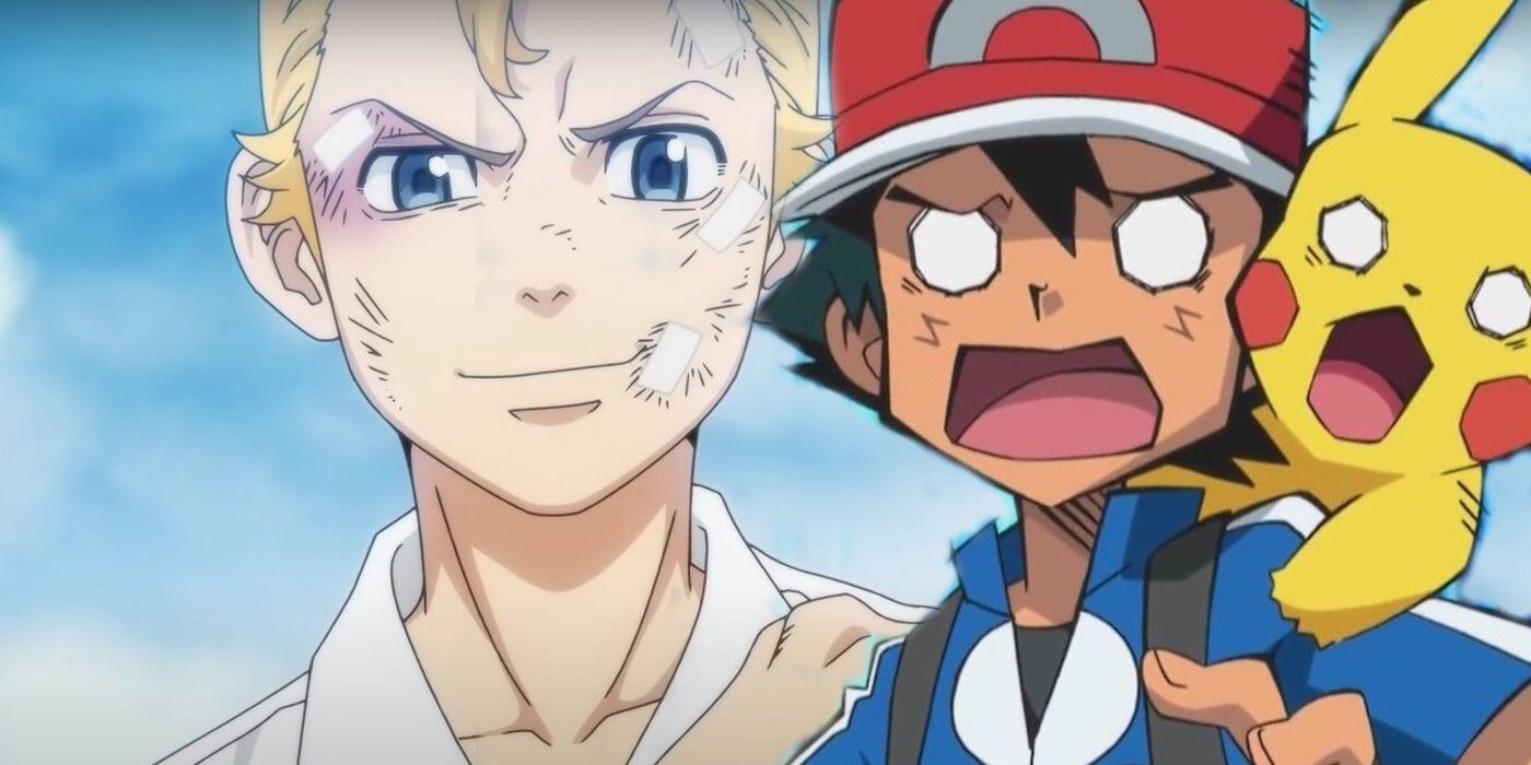 Takemichi enjoys his triumph over a shocked Ash and Pikachu