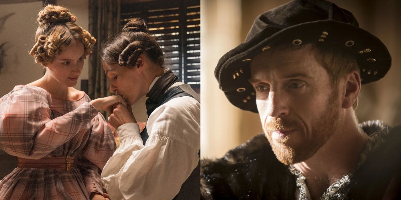 Split image showing scenes from Gentleman Jack and Wolf Hall 