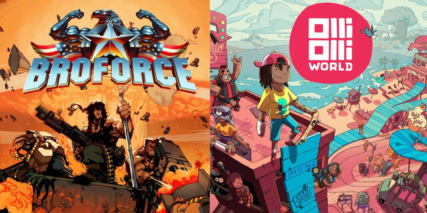 As capas Broforce e OlliOlliWorld estão lado a lado