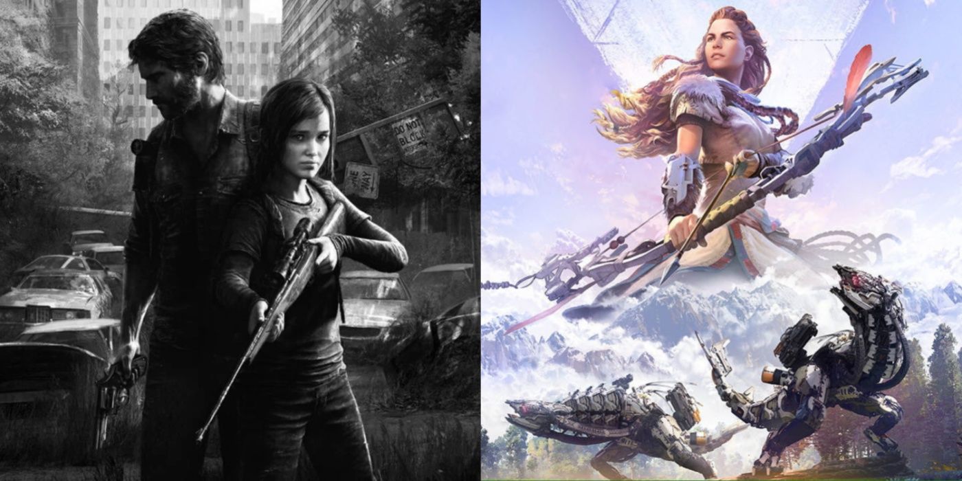 Split image of The Last of Us and Horizon Zero Dawn cover art.